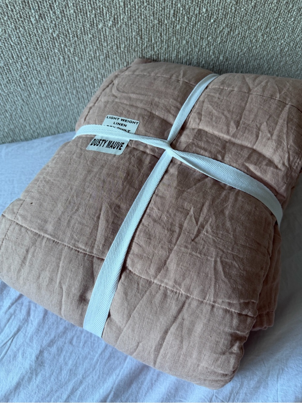 Quince Lightweight European Linen Box Quilt Full/Queen Dusty Mauve - Picture 4 of 9